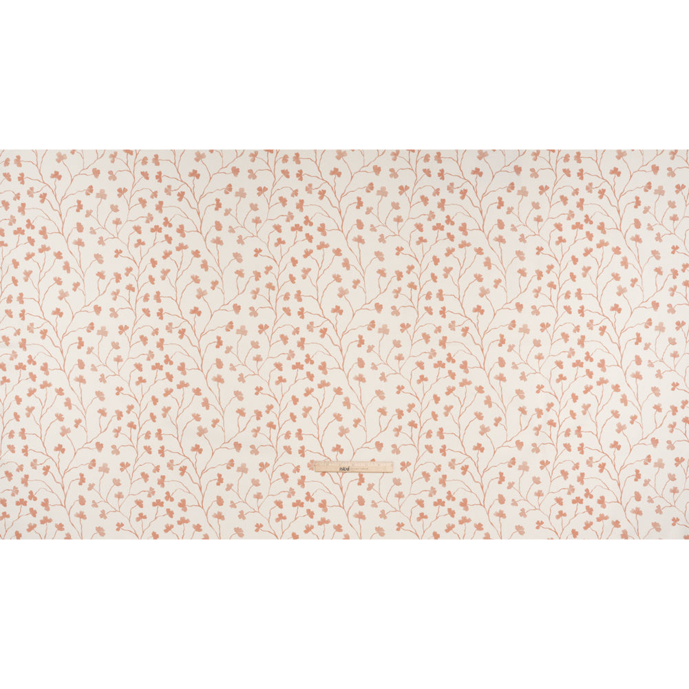 Brushed Cotton and Linen Canvas - Blush Pink Clover Leaf Vines - British Imported
