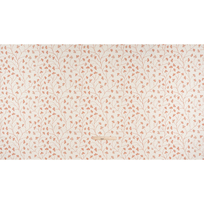 Brushed Cotton and Linen Canvas - Blush Pink Clover Leaf Vines - British Imported