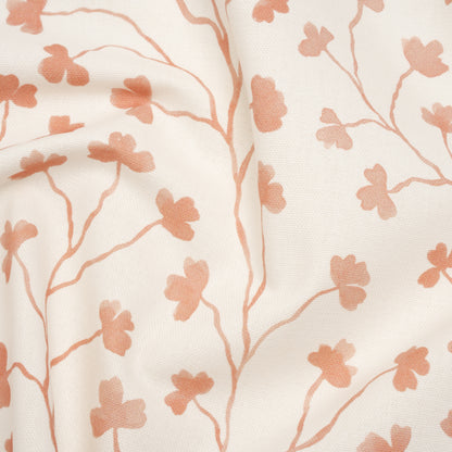 Brushed Cotton and Linen Canvas - Blush Pink Clover Leaf Vines - British Imported
