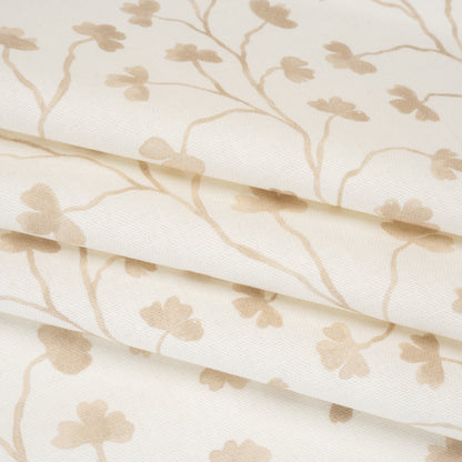 Brushed Cotton and Linen Canvas - Flax Clover Leaf Vines - British Imported