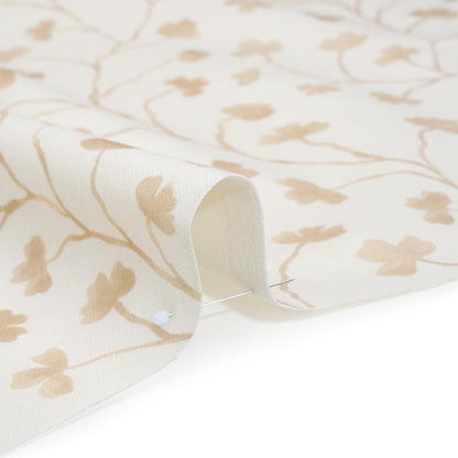 Brushed Cotton and Linen Canvas - Flax Clover Leaf Vines - British Imported