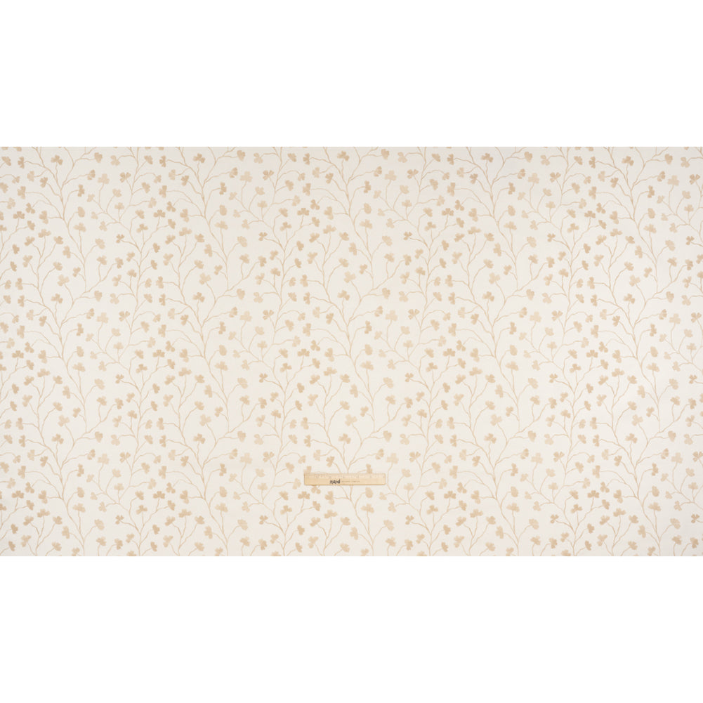 Brushed Cotton and Linen Canvas - Flax Clover Leaf Vines - British Imported