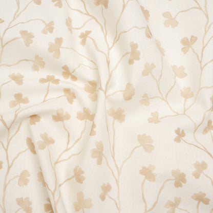 Brushed Cotton and Linen Canvas - Flax Clover Leaf Vines - British Imported
