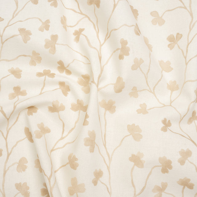 Brushed Cotton and Linen Canvas - Flax Clover Leaf Vines - British Imported