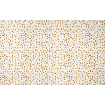Brushed Cotton and Linen Canvas - Ochre Clover Leaf Vines - British Imported