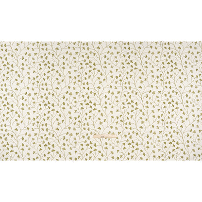 Brushed Cotton and Linen Canvas - Olive Clover Leaf Vines - British Imported