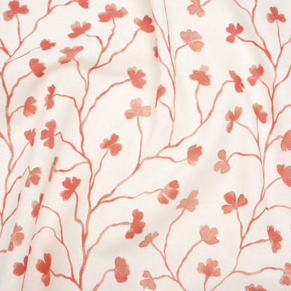 Brushed Cotton and Linen Canvas - Raspberry Clover Leaf Vines - British Imported