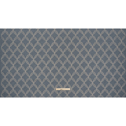 Embroidered Polyester and Cotton Woven - Denim Leaf Diamonds - British Imported