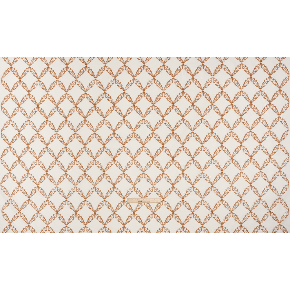 Embroidered Polyester and Cotton Woven - Paprika Leaf Diamonds - British Imported