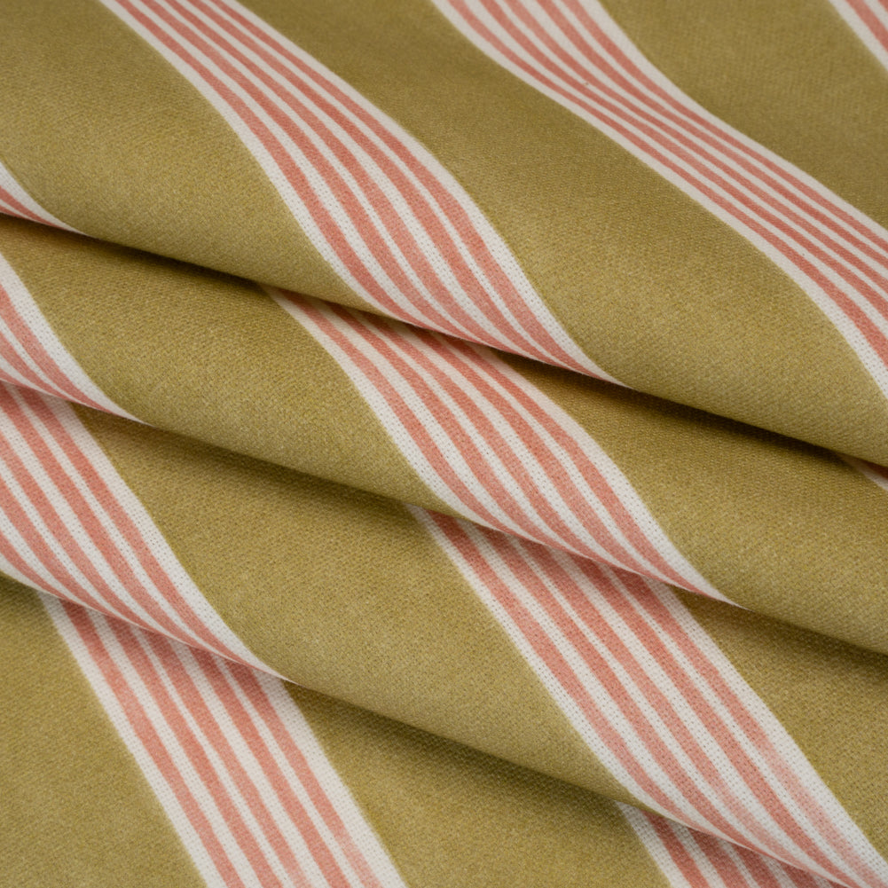 Brushed Cotton and Linen Canvas - Carnation Stripes - British Imported