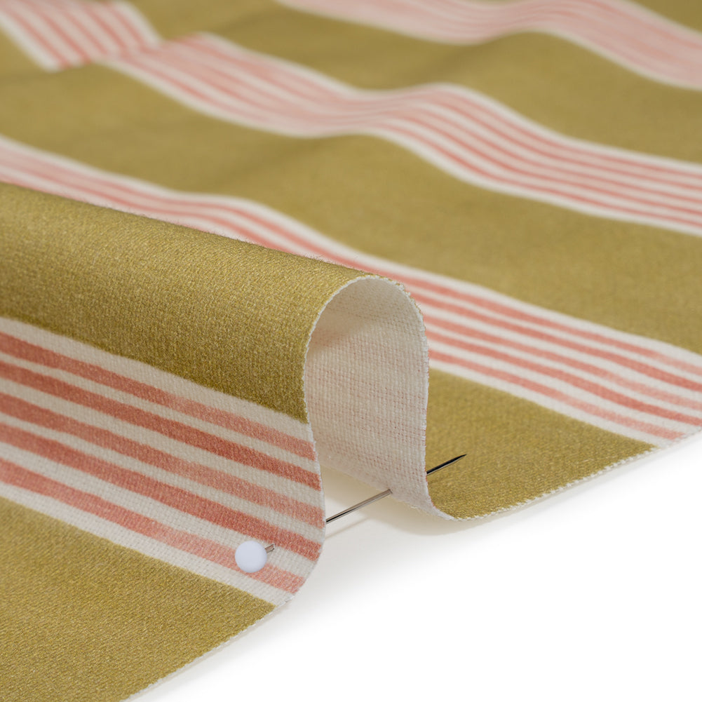 Brushed Cotton and Linen Canvas - Carnation Stripes - British Imported