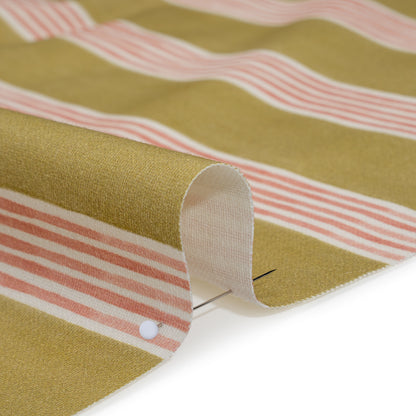 Brushed Cotton and Linen Canvas - Carnation Stripes - British Imported