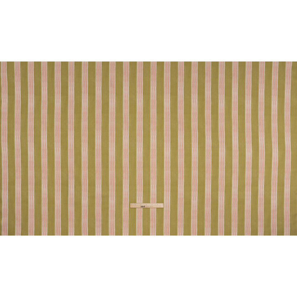 Brushed Cotton and Linen Canvas - Carnation Stripes - British Imported