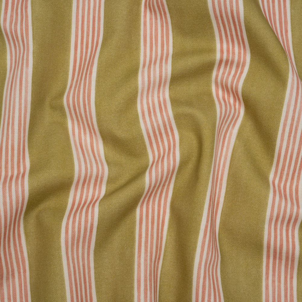 Brushed Cotton and Linen Canvas - Carnation Stripes - British Imported