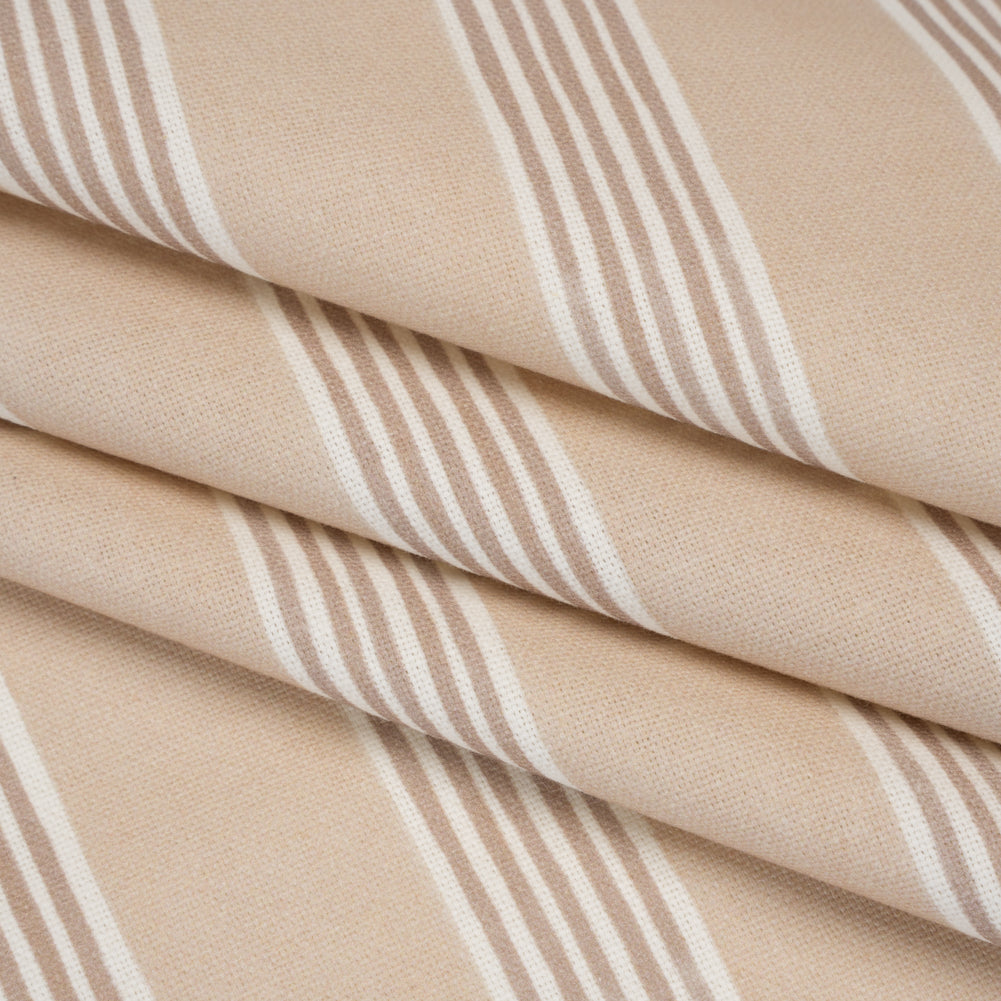 Brushed Cotton and Linen Canvas - Linen Stripes - British Imported