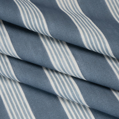 Brushed Cotton and Linen Canvas - Navy Stripes - British Imported