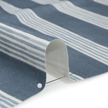 Brushed Cotton and Linen Canvas - Navy Stripes - British Imported