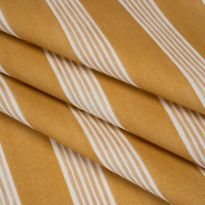 Brushed Cotton and Linen Canvas - Ochre Stripes - British Imported