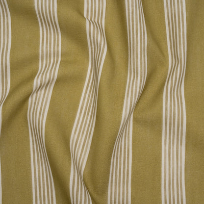 Brushed Cotton and Linen Canvas - Olive Stripes - British Imported