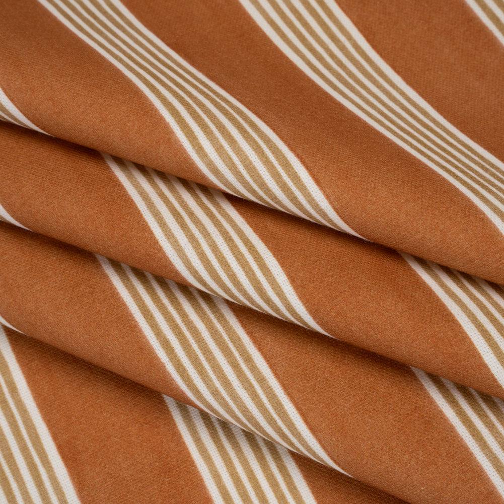 Brushed Cotton and Linen Canvas - Paprika Stripes - British Imported