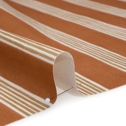 Brushed Cotton and Linen Canvas - Paprika Stripes - British Imported