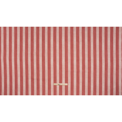 Brushed Cotton and Linen Canvas - Raspberry Stripes - British Imported