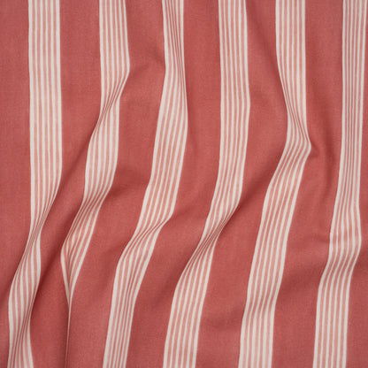 Brushed Cotton and Linen Canvas - Raspberry Stripes - British Imported