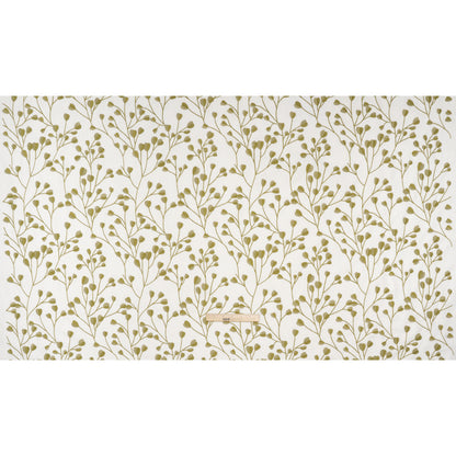 Embroidered Polyester and Cotton Woven - Olive Budding Plants - British Imported