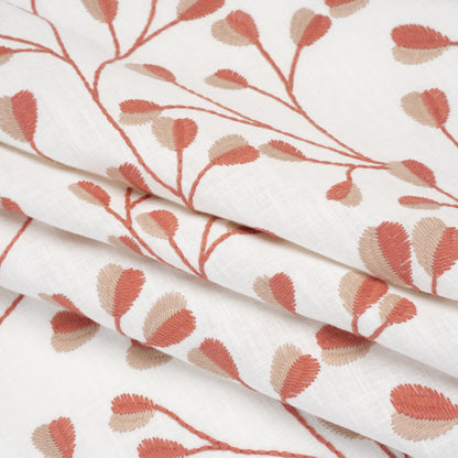 Embroidered Polyester and Cotton Woven - Raspberry Budding Plants - British Imported