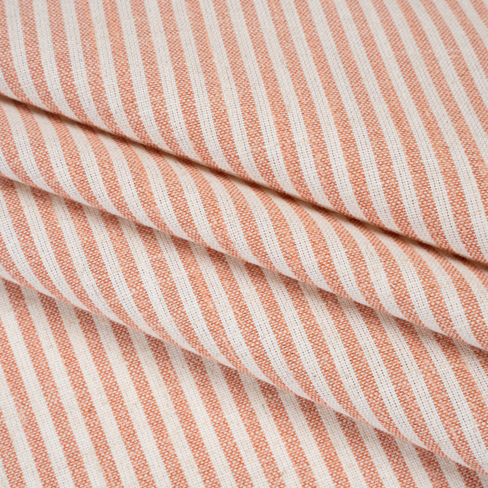 Recycled Polyester Blend Woven - Blush Pink Candy Stripes - British Imported
