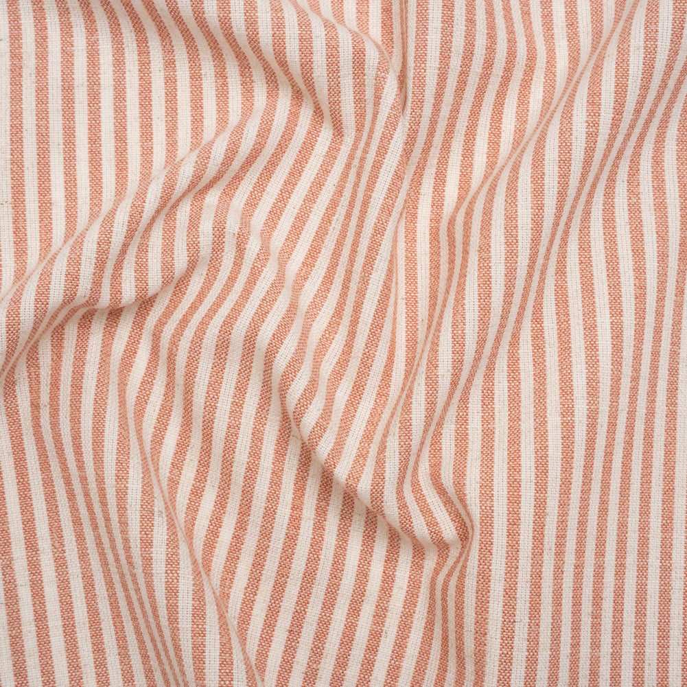 Recycled Polyester Blend Woven - Blush Pink Candy Stripes - British Imported