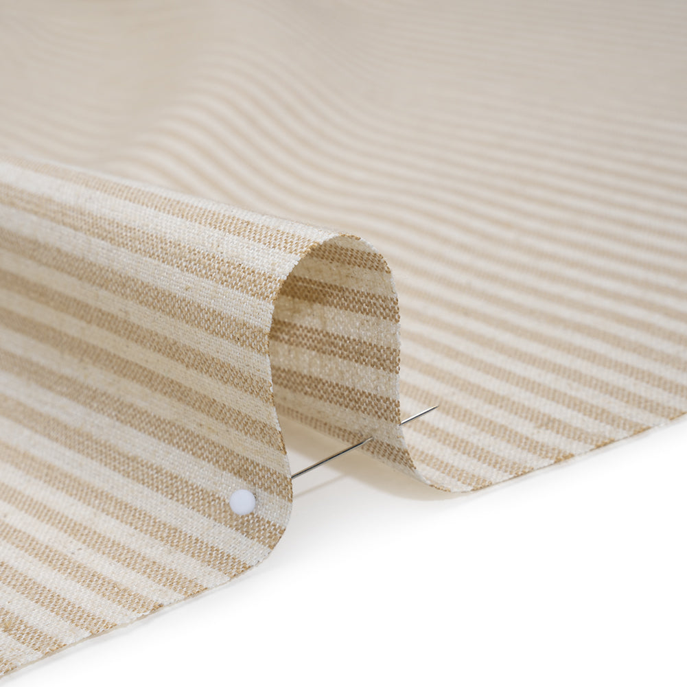 Recycled Polyester Blend Woven - Linen Candy Stripes - British Imported