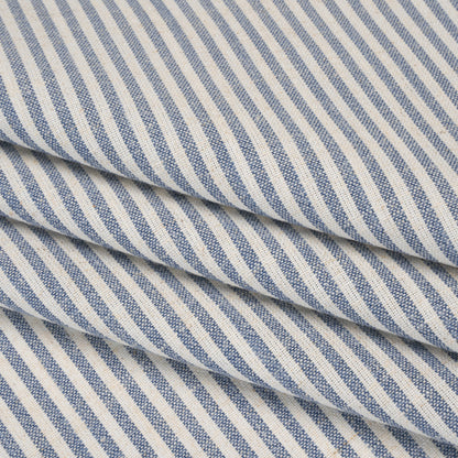 Recycled Polyester Blend Woven - Navy Candy Stripes - British Imported