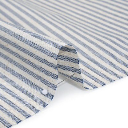Recycled Polyester Blend Woven - Navy Candy Stripes - British Imported