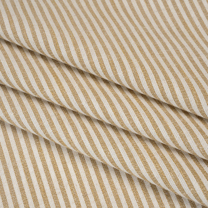 Recycled Polyester Blend Woven - Ochre Candy Stripes - British Imported