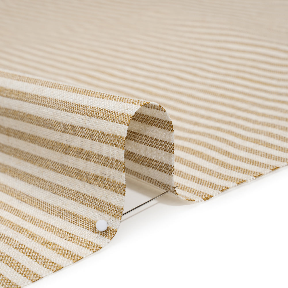 Recycled Polyester Blend Woven - Ochre Candy Stripes - British Imported