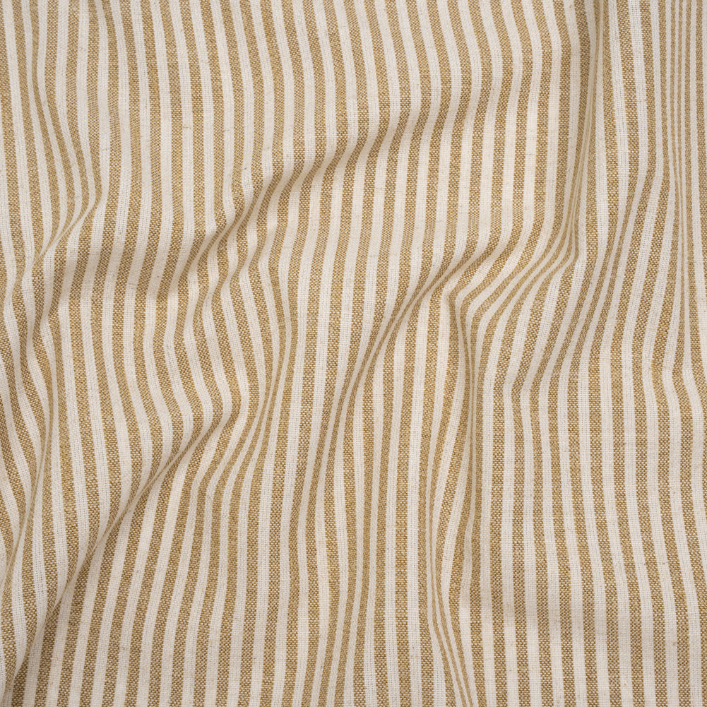 Recycled Polyester Blend Woven - Ochre Candy Stripes - British Imported