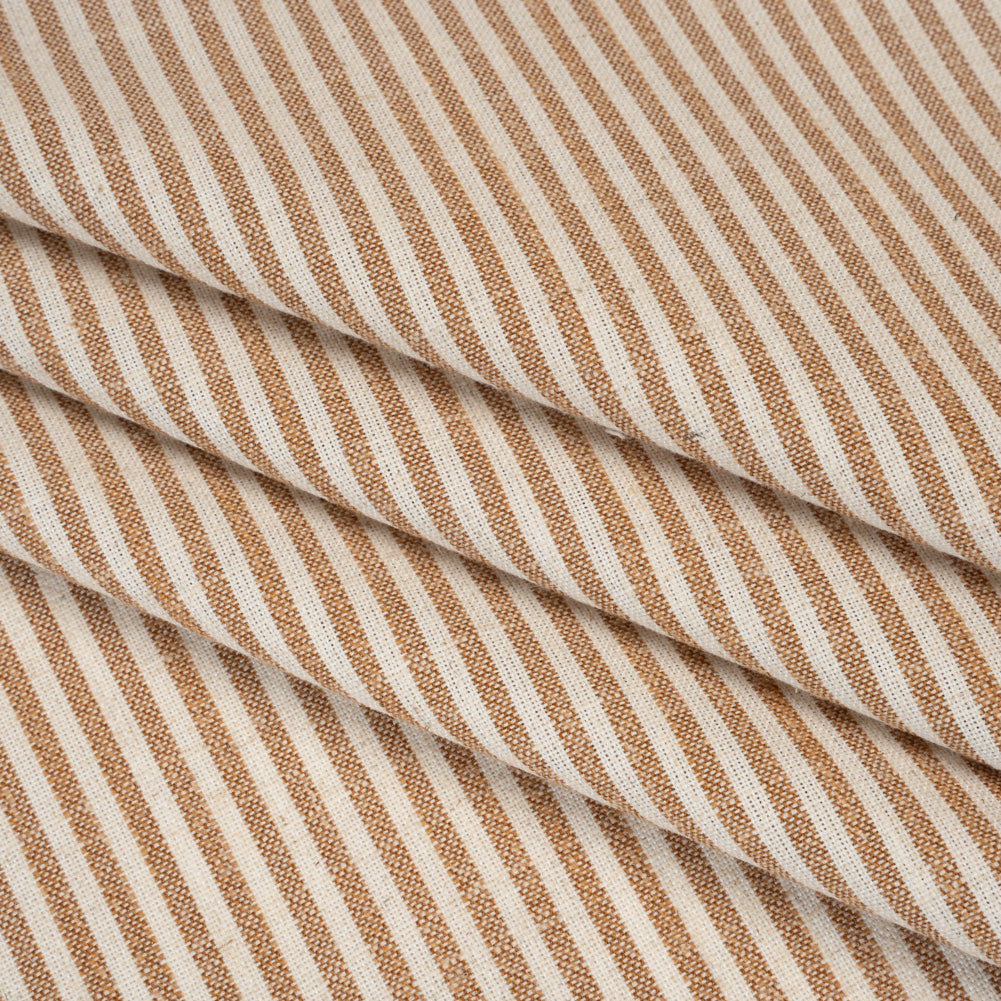 Recycled Polyester Blend Woven - Paprika Candy Stripes - British Imported