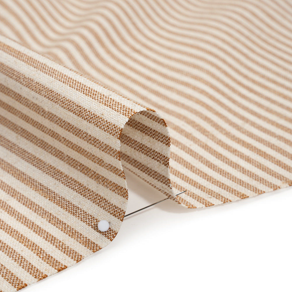 Recycled Polyester Blend Woven - Paprika Candy Stripes - British Imported