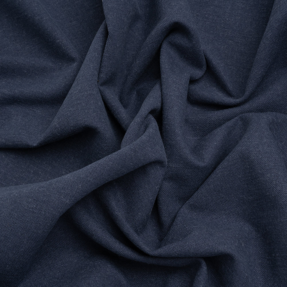 Double Wide Brushed Cotton and Linen Woven - Indigo - British Imported