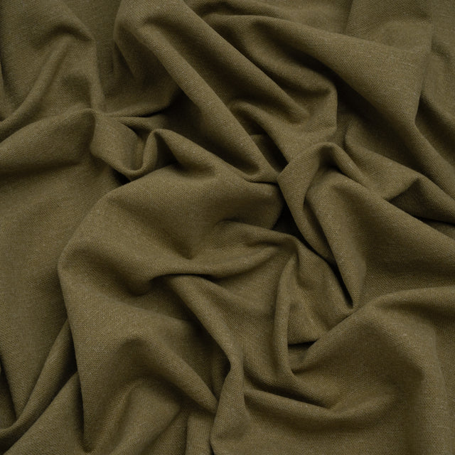 Brushed Cotton and Linen Woven - Moss - British Imported