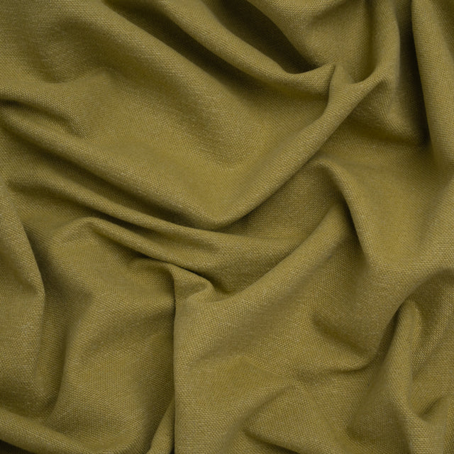 Double Wide Brushed Cotton and Linen Woven - Olive - British Imported