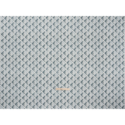 Brushed Cotton and Linen Canvas Print - Denim Leaves in Diamonds - British Imported