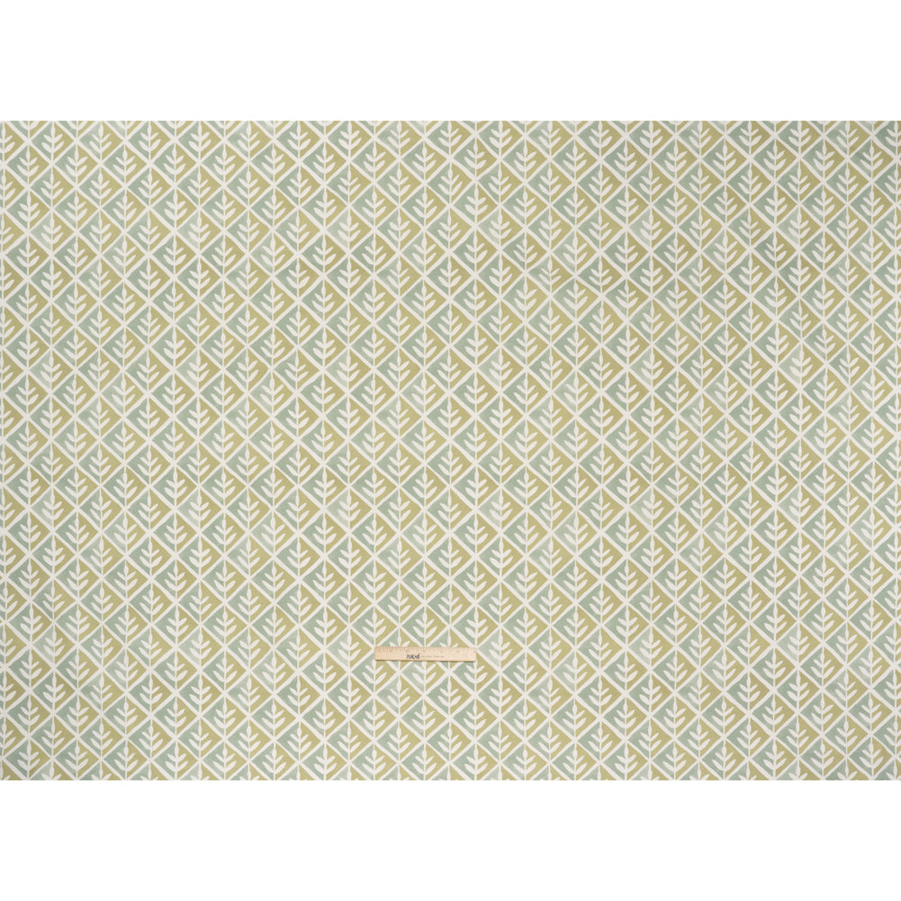 Brushed Cotton and Linen Canvas Print - Pistachio Leaves in Diamonds - British Imported