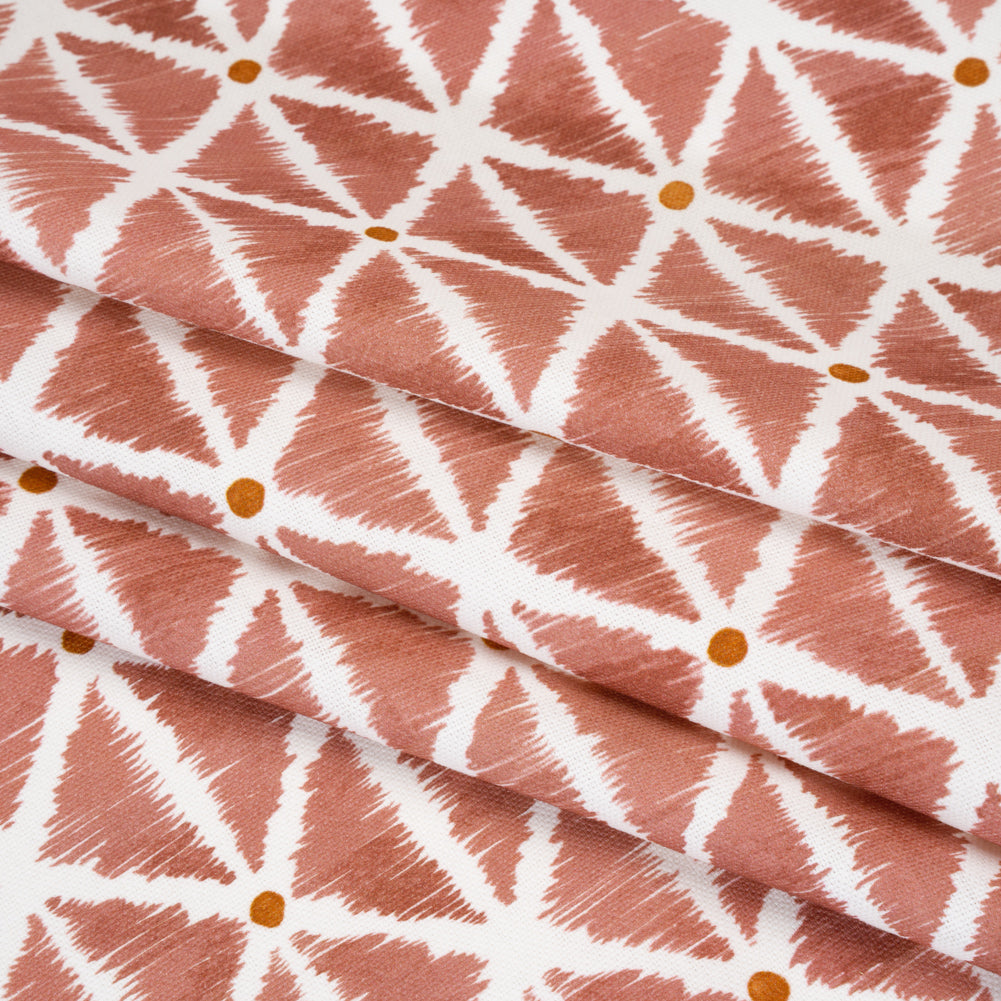 Brushed Cotton and Linen Canvas Print - Berry Sketched Lattice with Dots - British Imported