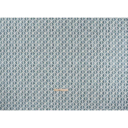 Brushed Cotton and Linen Canvas Print - Denim Sketched Lattice with Dots - British Imported