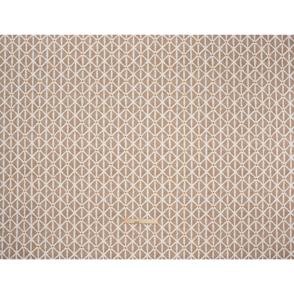 Brushed Cotton and Linen Canvas Print - Hazelnut Sketched Lattice with Dots - British Imported