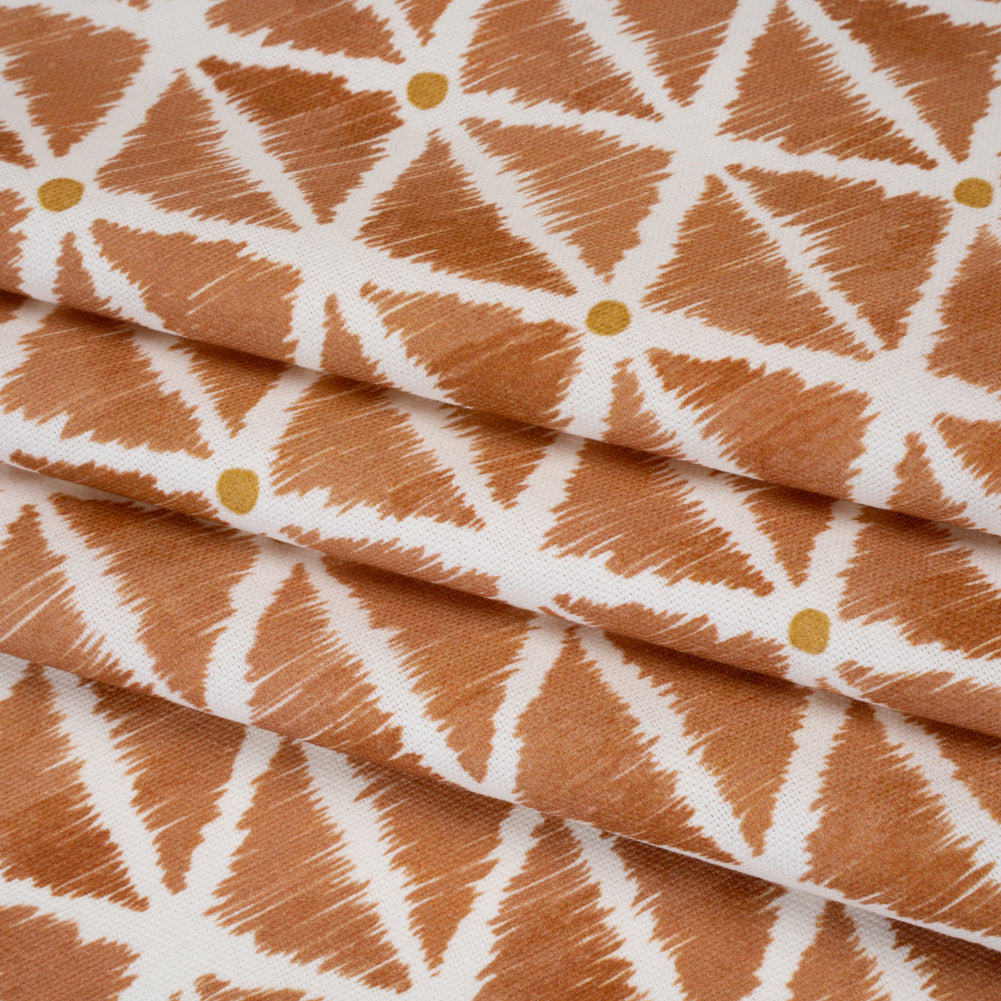 Brushed Cotton and Linen Canvas Print - Marmalade Sketched Lattice with Dots - British Imported