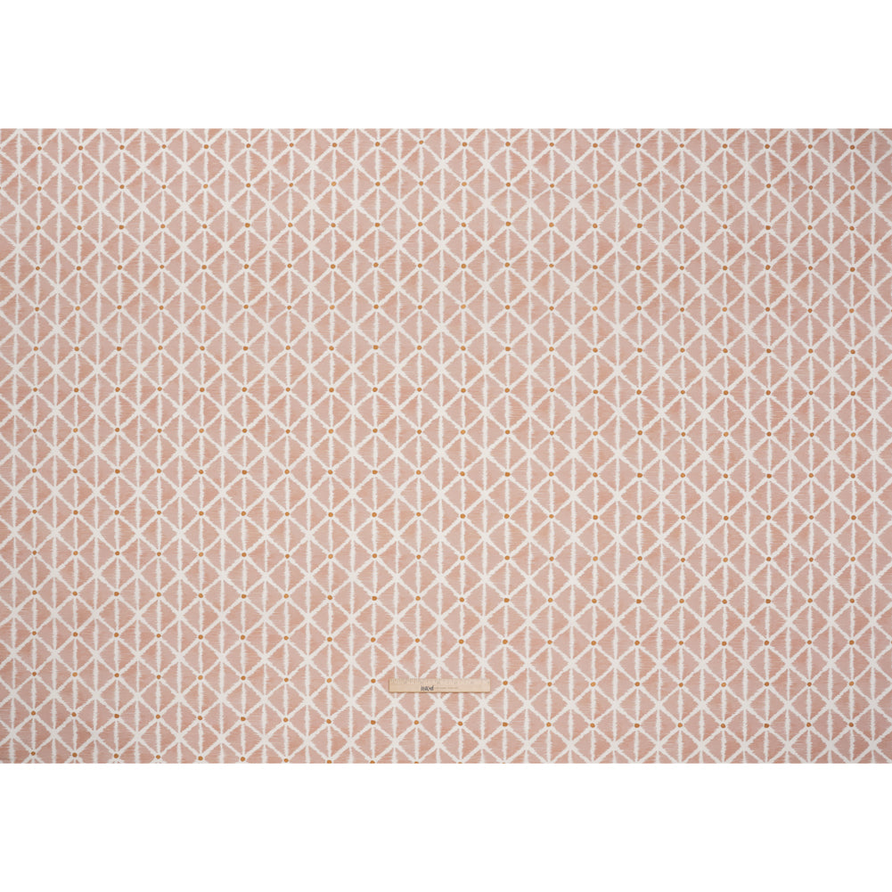 Brushed Cotton and Linen Canvas Print - Plaster Sketched Lattice with Dots - British Imported