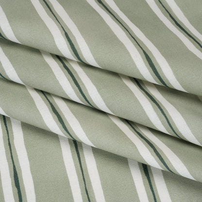 Brushed Cotton and Linen Canvas Print - Aloe Painted Stripes - British Imported